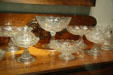 Pressed glass dessert service in Comet pattern attrib. Boston & Sandwich Glass Co. at Chrysler Museum of Art. Norfolk, VA.