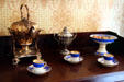Tea pot & cups in dining room of Woodrow Wilson Birthplace. Staunton, VA.