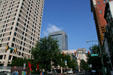 Streetscape of E. Main St. with Bank of America & Sun Trust Towers over heritage commercial buildings. Richmond, VA.