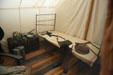 Tent, camp bed, boots, hat, & chest with eating utensils owned by Gen. Robert E. Lee at Museum of the Confederacy. Richmond, VA.