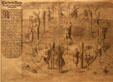 Engraving of Native Americans dancing at their feast by Theodor de Bry after watercolor by Roanoke colonist John White at Museum of Virginia History. Richmond, VA.