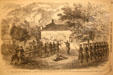 Graphic of Harper's Ferry Insurrection put down by U.S. Marines from Frank Leslife's Illustrated Newspaper, Oct. 29, 1859 at Museum of Virginia History. Richmond, VA.
