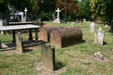 St. John's Episcopal Church graveyard with cylindrical tombs. Richmond, VA