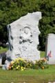 Sculpted granite tombstone to Italian-American in Barre cemetery. Barre, VT.