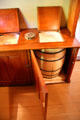 Flour barrel cabinet with flip up lid at Billings Farm & Museum. Woodstock, VT.