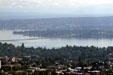 Evergreen Point floating bridge across Lake Washington. Seattle, WA.