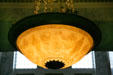 Hanging lamp with classical figures etched on globe designed by Tiffany Studies in Washington State Capitol. Olympia, WA.