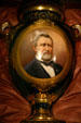 Commemorative Royal Vienna Porcelain vase with portrait of Ulysses S. Grant painted by Rob Pilz at Wisconsin Veterans Museum. Madison, WI.