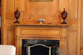 Black marble wood burning fireplace in library at West Virginia Governor's Mansion. Charleston, WV.