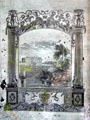 Detail of image of President's House beside Potomac River on mantel clock at Craik-Patton House. Charleston, WV.