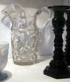 Pressed lead glass milk pitcher by Boston & Sandwich Glass Co., Boston, MA in glass gallery at Huntington Museum of Art. Huntington, WV.