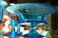 Blue etched console bowl at Fostoria Glass Museum. Moundsville, WV.