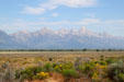 Teton Mountains from south entrance of Grand Teton National Park. WY.