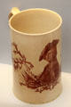 Wedgwood creamware mug with transfer printing exclusively by John Sadler & Guy Green of Liverpool at Lady Lever Art Gallery. Liverpool, England.