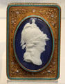 Wedgwood jasper plaque on gold snuff box at Lady Lever Art Gallery. Liverpool, England.