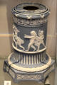 Wedgwood blue jasper stand to hold mechanism for Argand oil lamp which gave brighter light than regular oil lamps at Lady Lever Art Gallery. Liverpool, England.