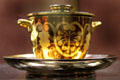 Earthenware covered cup & saucer by Wilson of Staffordshire at National Museum of Wales. Cardiff, Wales.