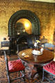 Polished black limestone chimney piece in Ebony Room which often served as an office for the Ladies of Perth while managing household matters at Penrhyn Castle. Bangor, Wales.