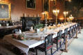Dining room also serving as gallery for large collection of paintings at Penrhyn Castle. Bangor, Wales.