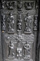 Carvings of four Evangelists on panel at Plas Newydd. Llangollen, Wales.