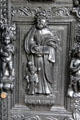 Carving of St Matthew the Evangelist, with an angel, his symbol, at Plas Newydd. Llangollen, Wales.