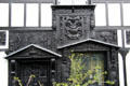 Ornate carved wood on front facade of Plas Newydd. Llangollen, Wales.