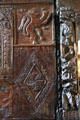 Carved wood panel at Plas Newydd. Llangollen, Wales.