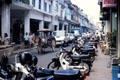 Horse cart creates traffic jam in Denpasar. Bali, Indonesia.