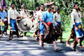 Religious procession with gongs. Bali, Indonesia.