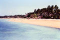 Beach at Balinese tourist hotel. Bali, Indonesia.