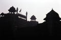 Turrets & flag of Red Fort. Delhi, India.