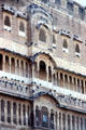 Architectural details of galleries of fort in Bikaner. India.