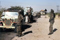 Indian army & traffic on road from Jaiselmer to Jodpur. India.