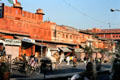Streetscape opposite Palace of the Winds, in Jaipur. India.